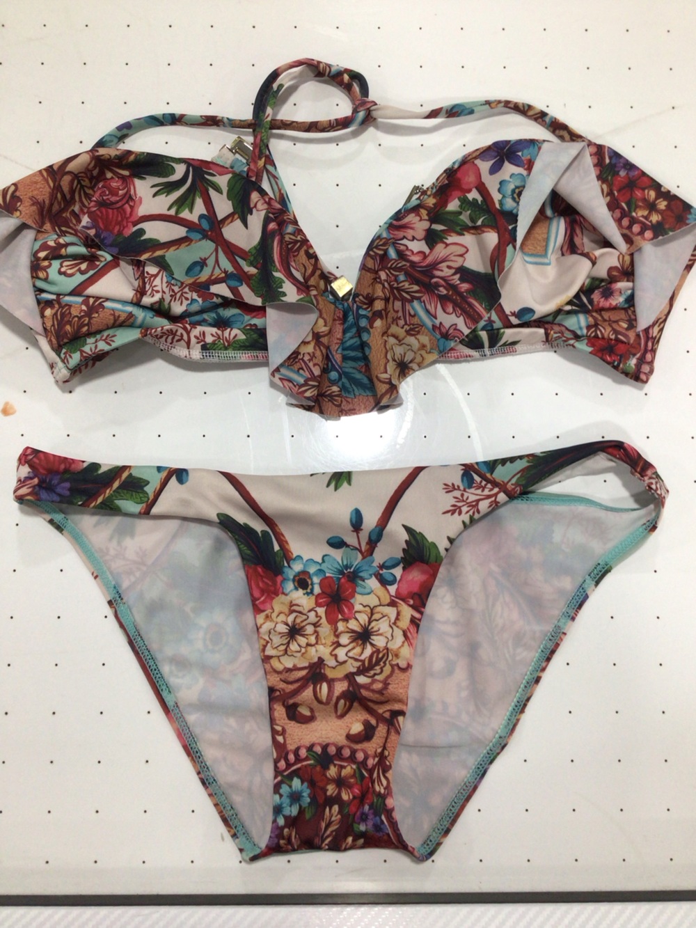 Zimmermann Floral Bikini Set - Beige, Brown, Teal, Red